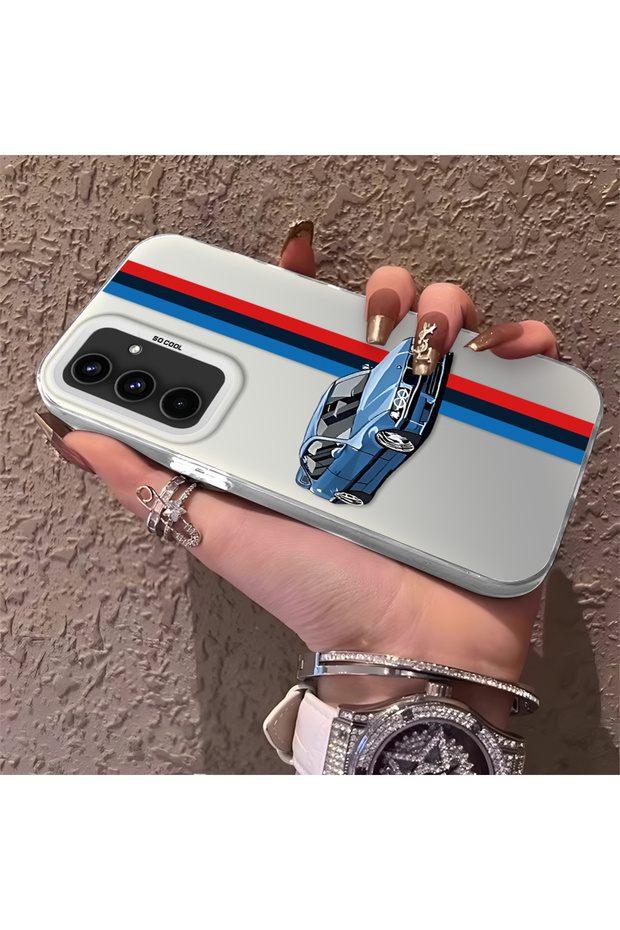 حافظة هاتف متوافقة مع هاتف سامسونج جالاكسي A54، نمط BMW، حافة من السيليكون، ظهر صلب، رفيع
