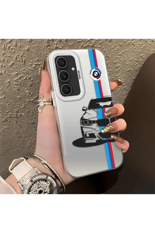 Samsung Galaxy S24 Plus Compatible Silicone Edge Hard Back Anti-Fall Phone Case Bmw Patterned