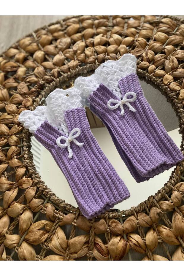 Vintage Örgü Dantel Eldiven , Bileklik - 2