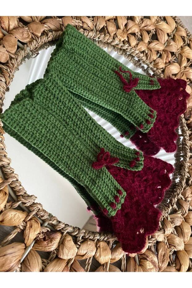 Vintage Örgü Dantel Eldiven , Bileklik - 2