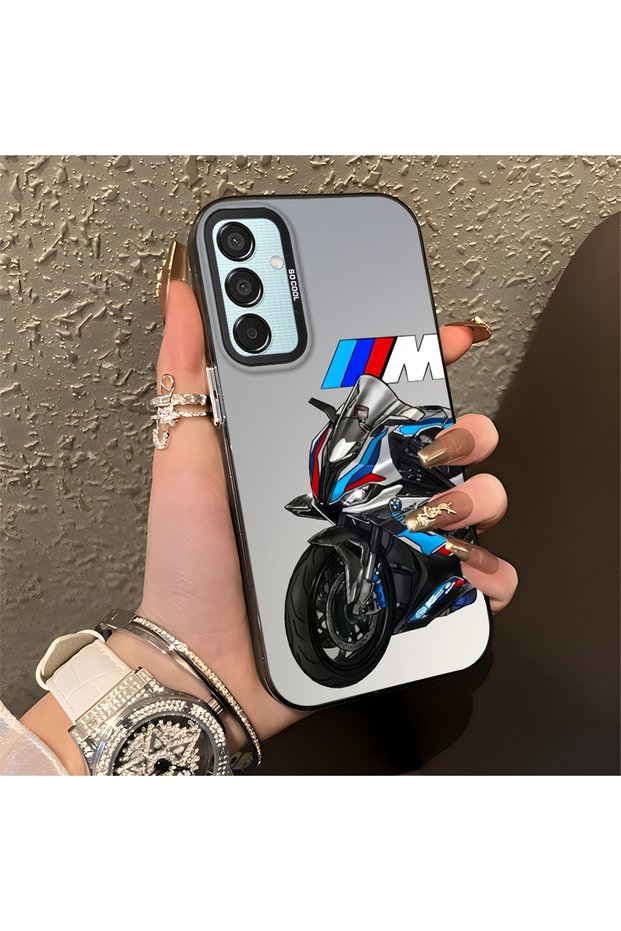 Samsung Galaxy M15 Compatible Silicone Edge Hard Back Anti-Fall Phone Case with Car Pattern