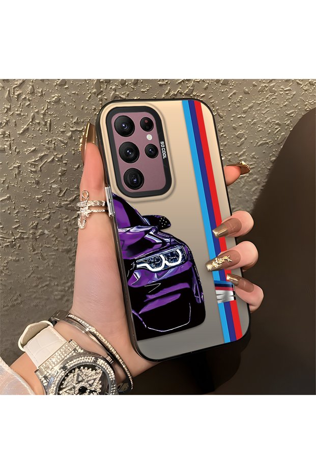 Samsung Galaxy S22 Ultra Compatible Silicone Edge Hard Back Anti-Fall Phone Case Bmw Patterned