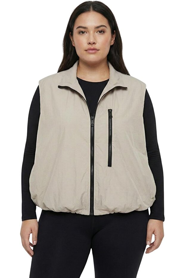 REYON Lightweight Parachute Vest, High-Neck Design with Multiple Zippers, Plus Size