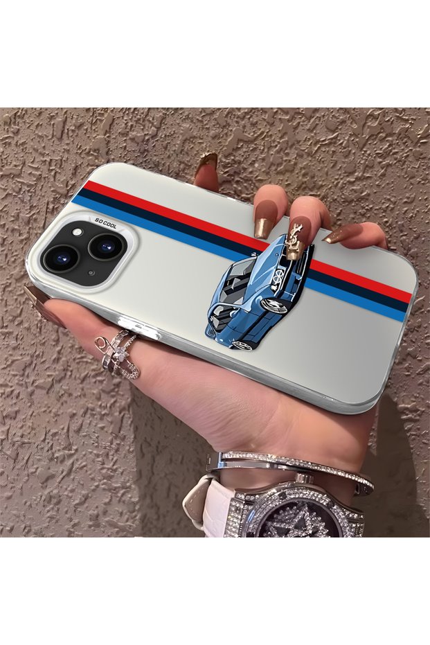 Phone Case Compatible with iPhone 15 Bmw Pattern Silicone Edge Hard Back Slim