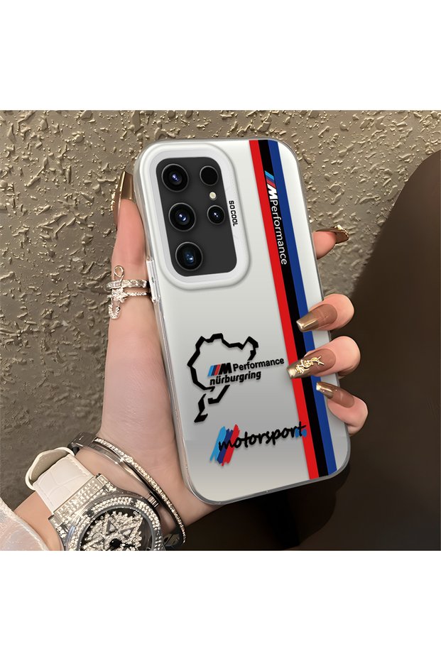 Samsung Galaxy S23 Ultra Compatible Bmw Patterned Silicone Edge Hard Back Anti-Fall Phone Case