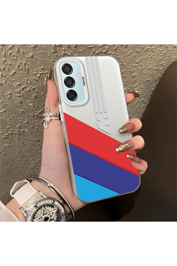 Samsung Galaxy M15 Compatible Bmw Patterned Silicone Edge Hard Back Anti-Fall Case