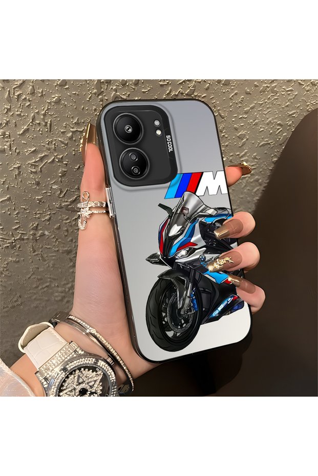 Xiaomi Poco C65 Compatible Silicone Edge Hard Back Anti-Fall Phone Case with Car Pattern