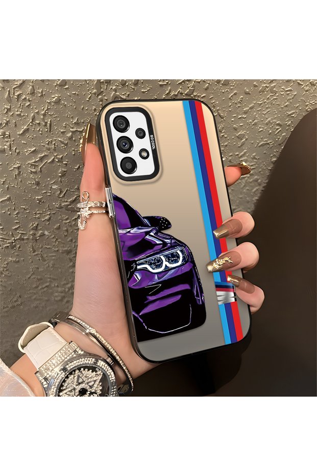 Samsung Galaxy A73 Compatible Silicone Edge Hard Back Anti-Fall Phone Case Bmw Patterned