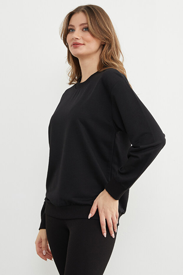 Basic Bisiklet Yaka Sweatshirt - 6