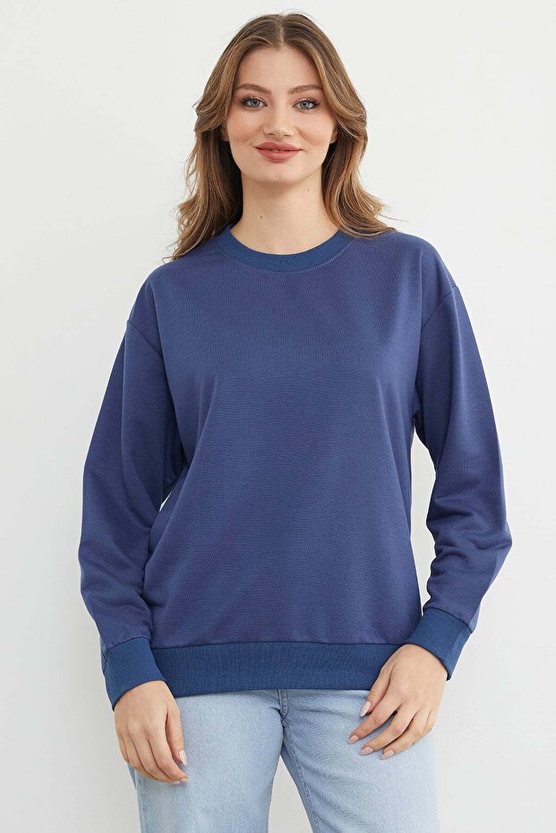 Basic Bisiklet Yaka Sweatshirt - 2