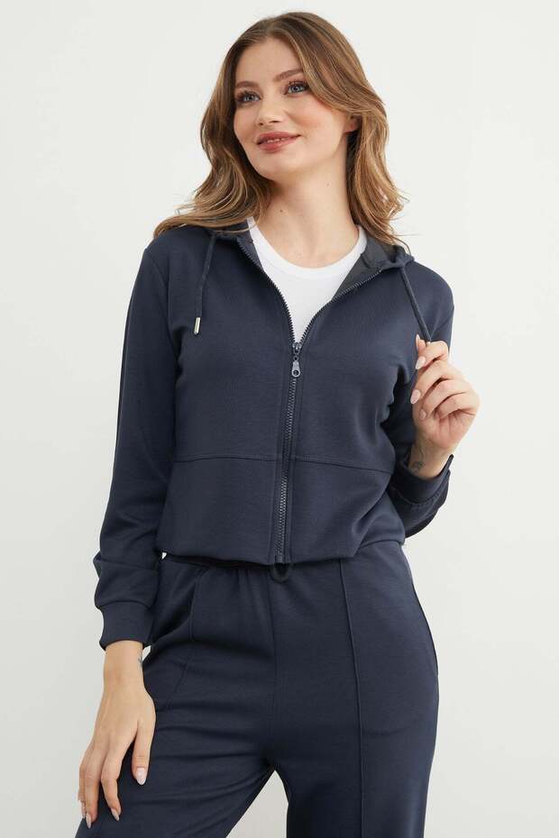 Basic Kapüşonlu Çimalı Modal Eşofman Takımı - 6