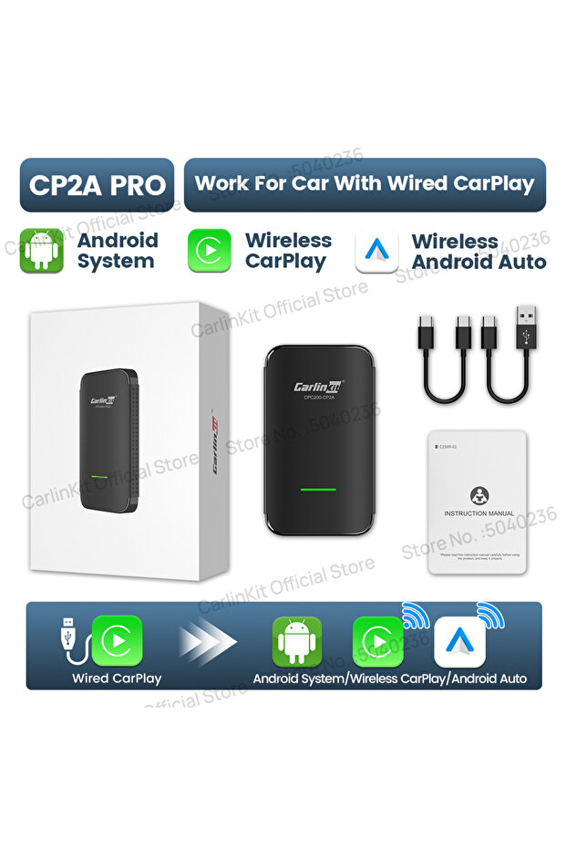 كارلينكيت الأصلي CP2A Pro، كارلينكيت 4.0 CP2A Pro، جهاز تلفزيون أندرويد 3 في 1، يدعم كاربلاي والذكاء الاصطناعي، ويدعم نتفليكس