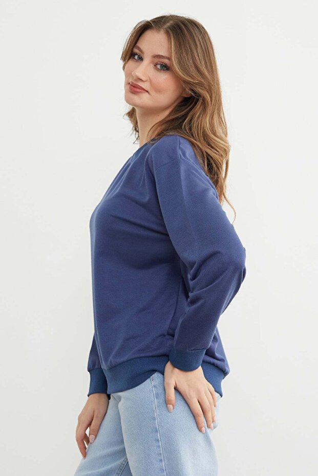 Basic Bisiklet Yaka Sweatshirt - 4