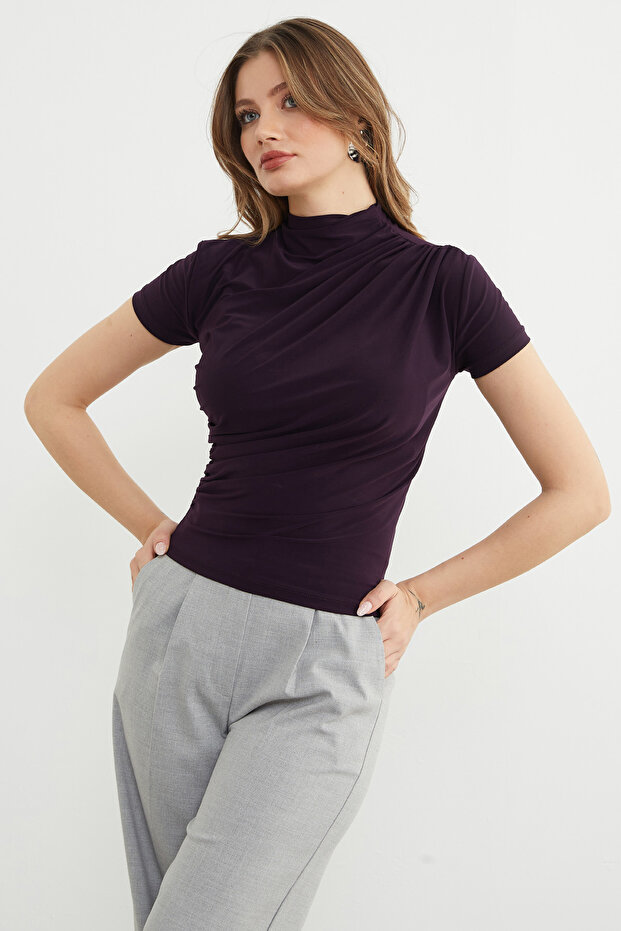 Basic Yanları Büzgülü Bluz - 8