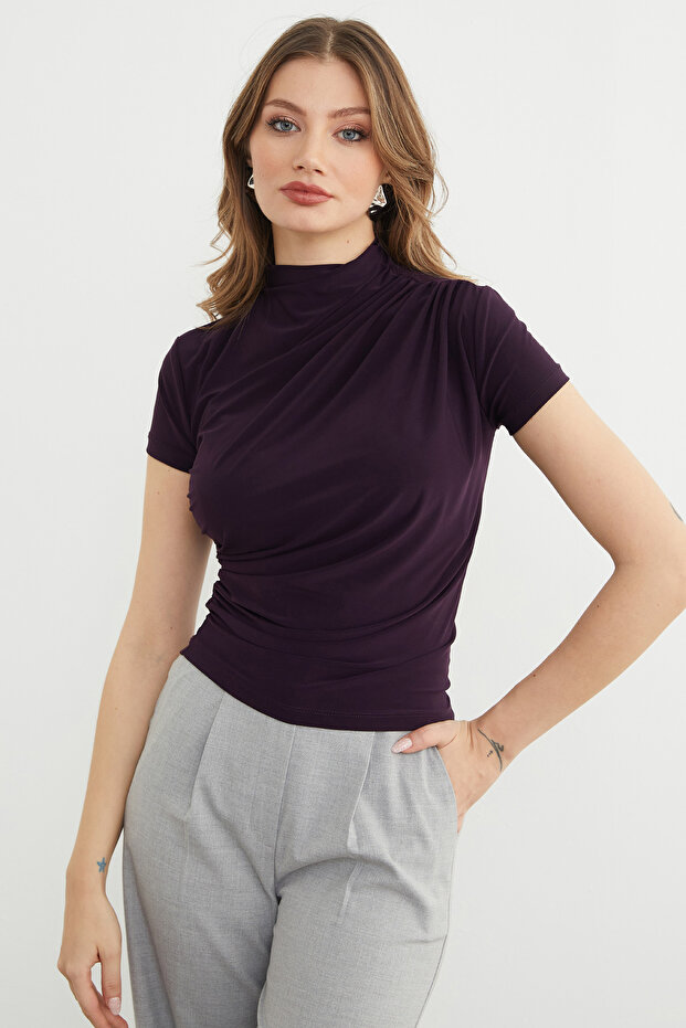 Basic Yanları Büzgülü Bluz - 5