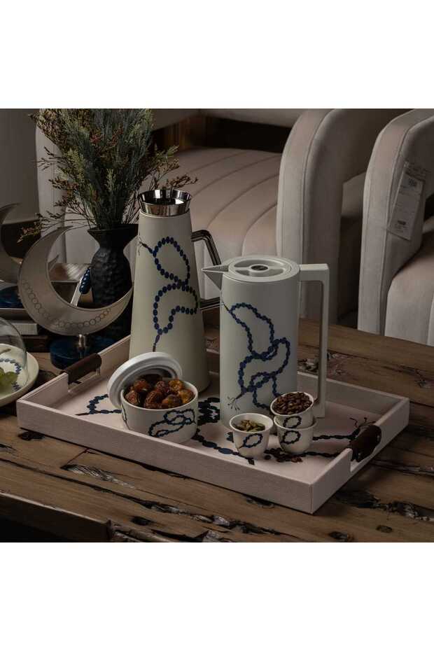 صينية تقديم بيج مزينة بالخرز - 4