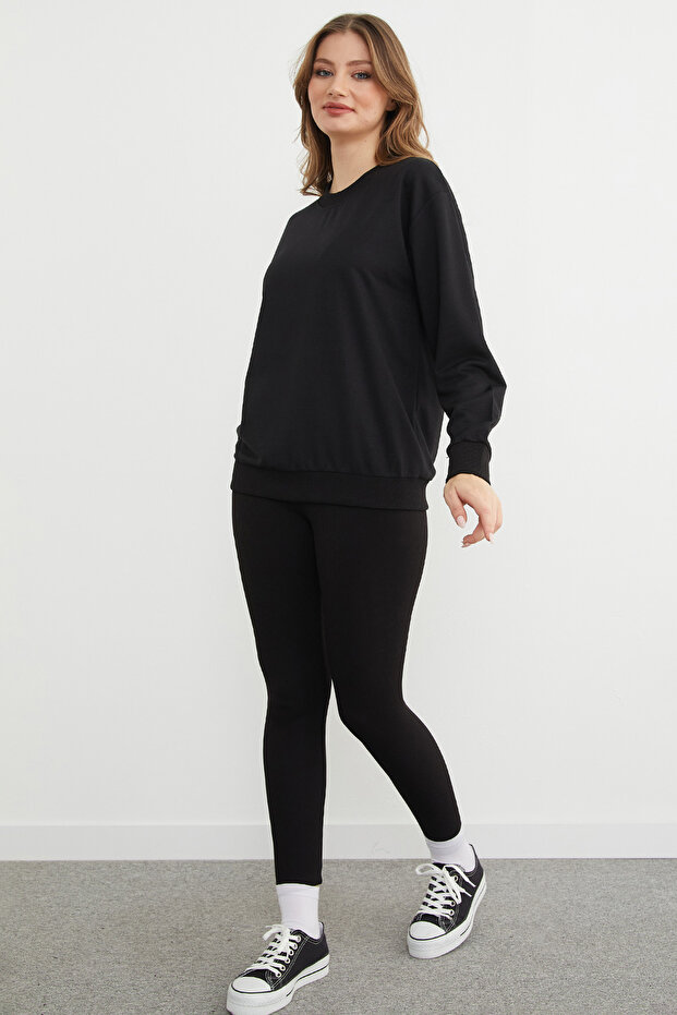 Basic Bisiklet Yaka Sweatshirt - 4