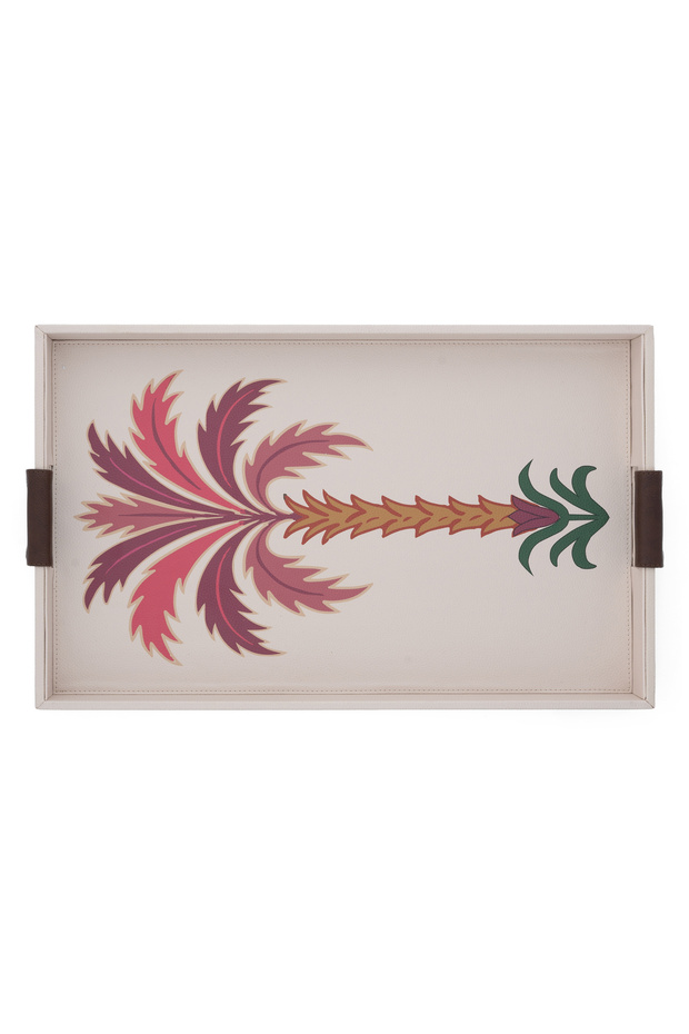 صينية تقديم بيج اللون بنقشة نخيل - 3