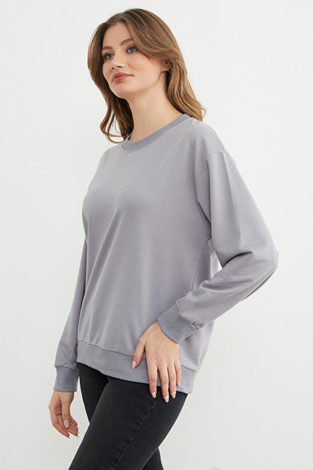 Basic Bisiklet Yaka Sweatshirt - 6