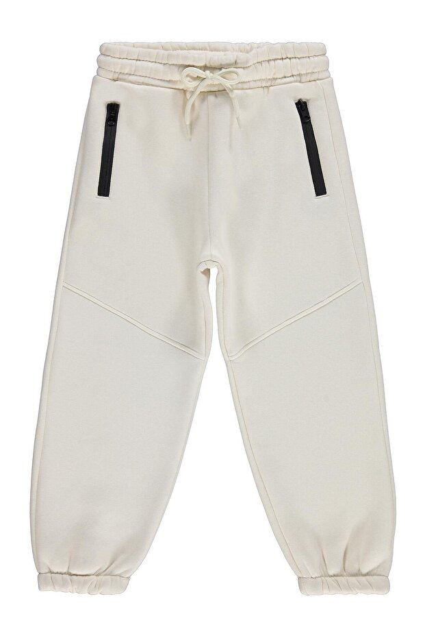 Zippered 6-9 Years Old Sweatpants - Beige 9-10 Years Old