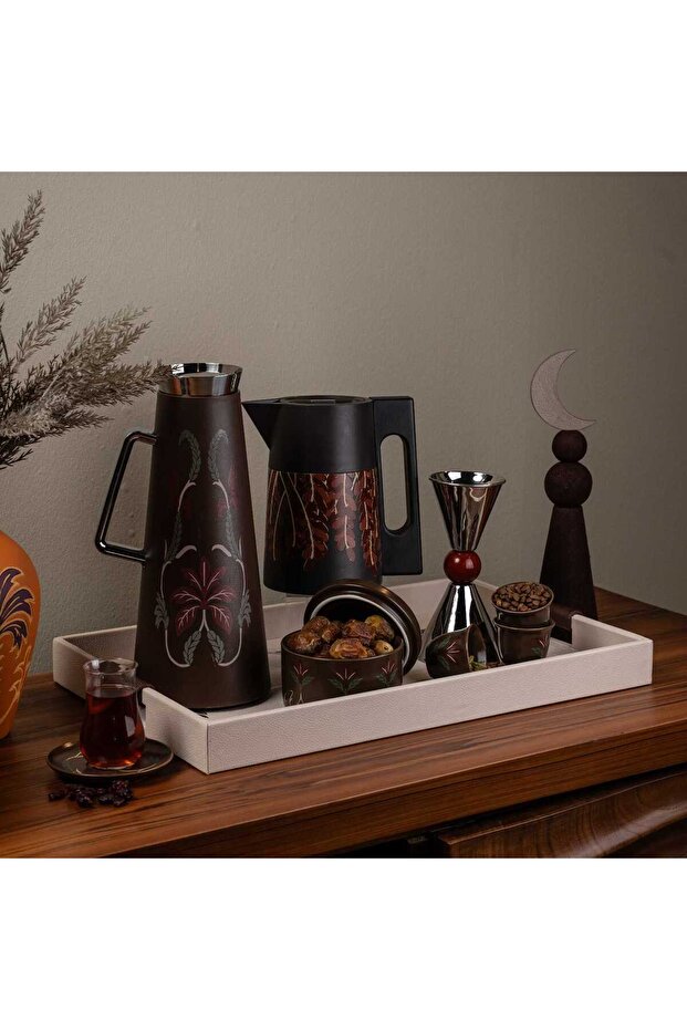 Brown Palm Pattern Coffee Cups - 6