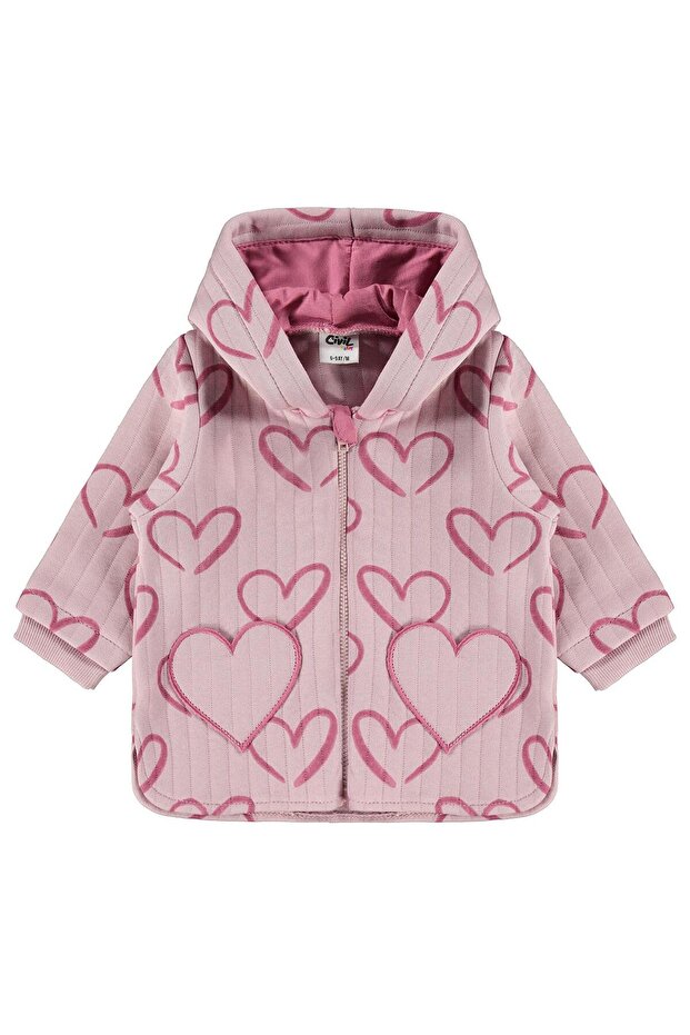 Heart Print 6-18 Months Cardigan - Pink 6-9 Months