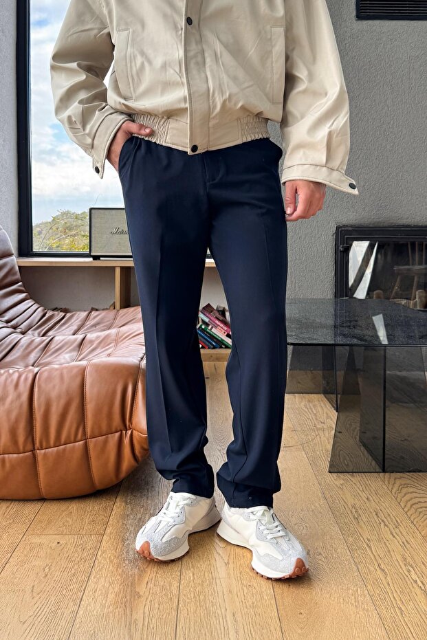 Basic Regular Pantolon Lacivert - 1
