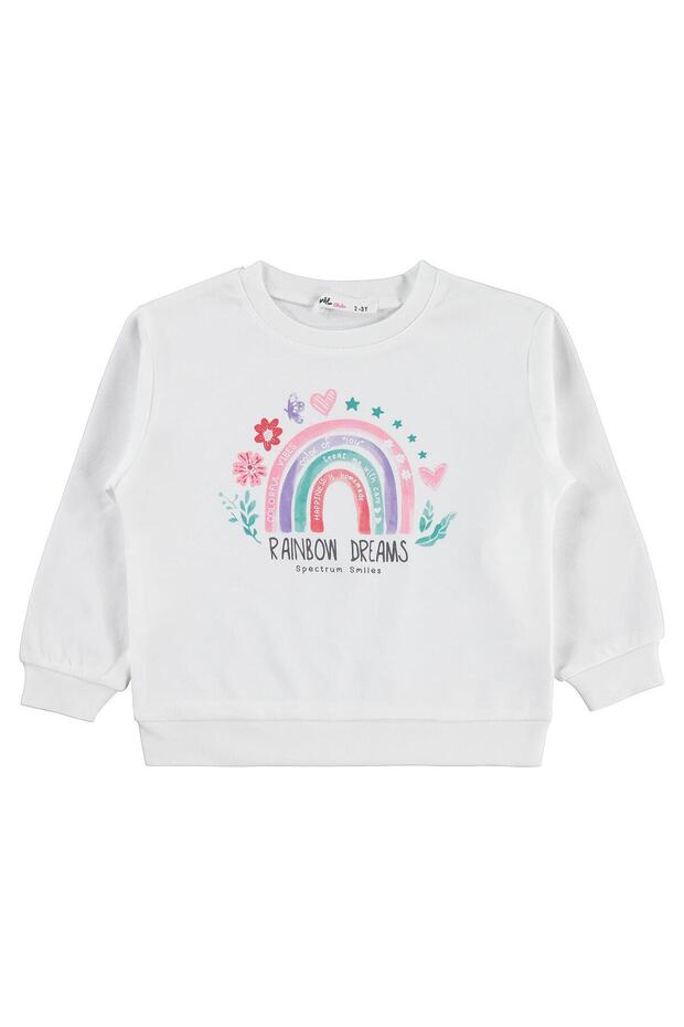 Rainbow Printed 2-5 Years Old Sweatshirt - Ecru 4-5 Years Old