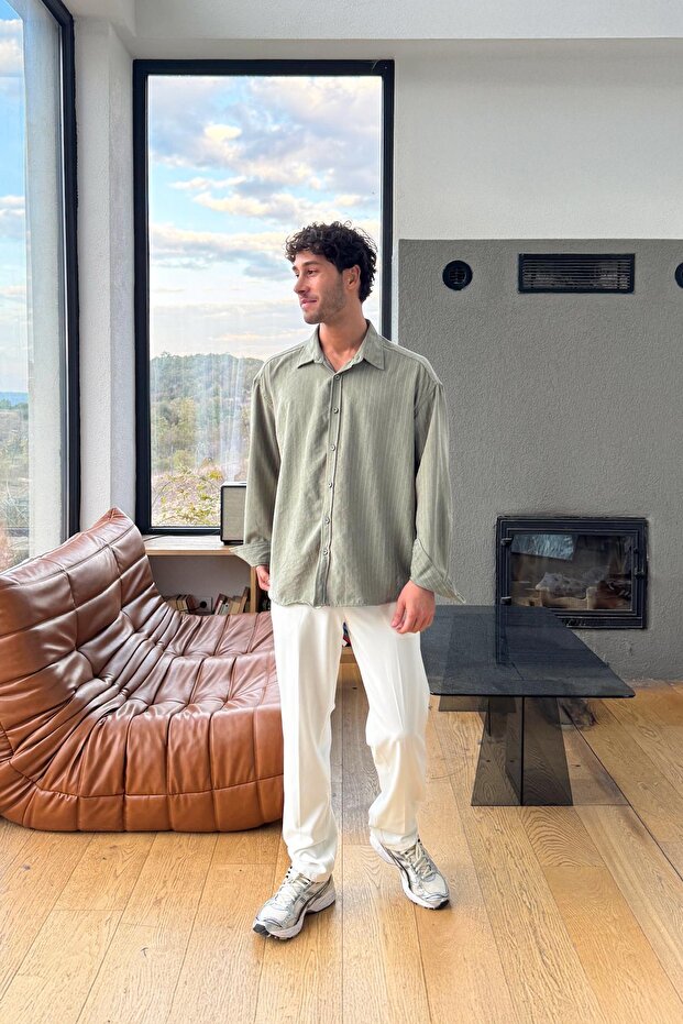 Basic Regular Pantolon Beyaz - 4