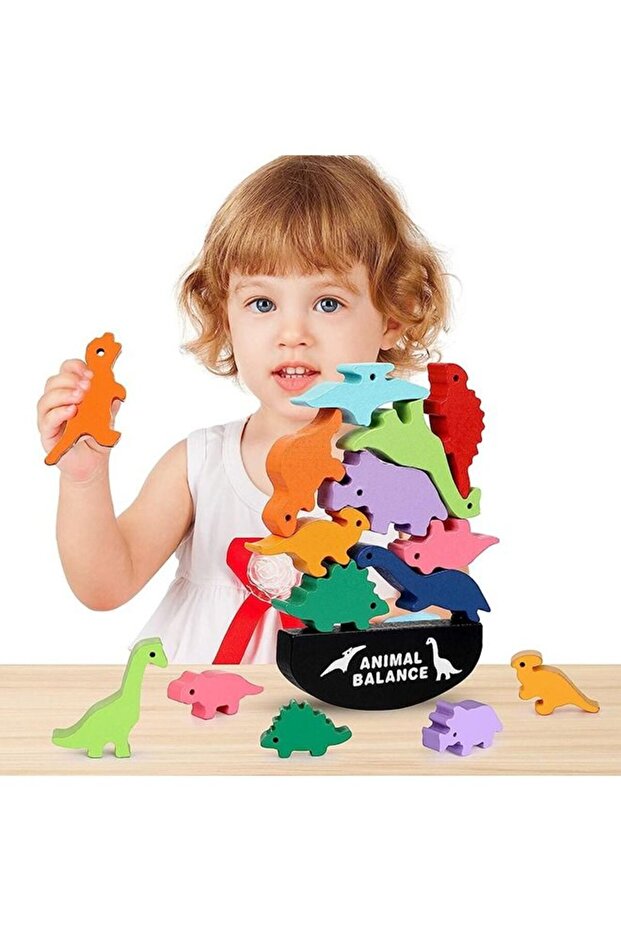 Wooden Dinosaur Stacking Toys for Preschool, Educational Birthday Gift Ages 3-7