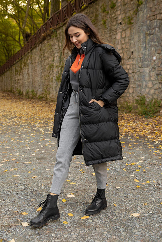 Uzun şişme mont - 2