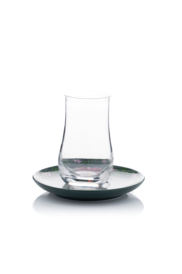 طقم فناجين شاي أخضر بنقشة النخيل من أسيب - 4