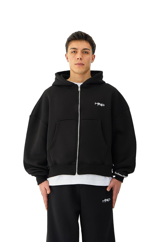 Nakışlı Premium Oversize Full Zip Hodie