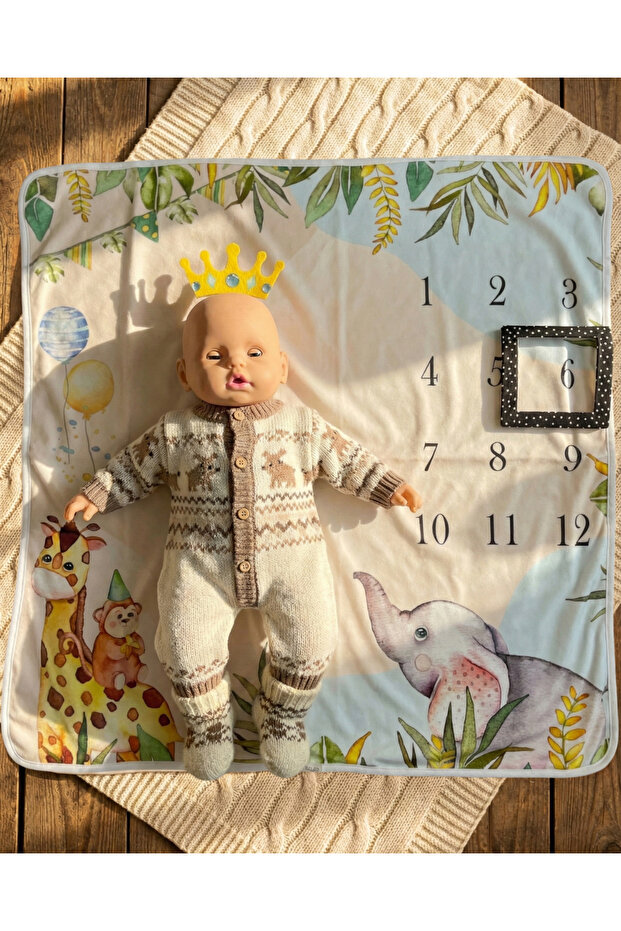 Newborn Monthly Photo Memory Blanket Uni-King Elephant