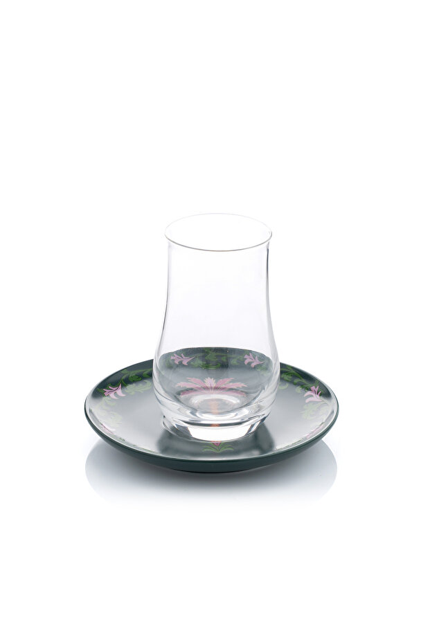 طقم فناجين شاي أخضر بنقشة النخيل من أسيب - 2