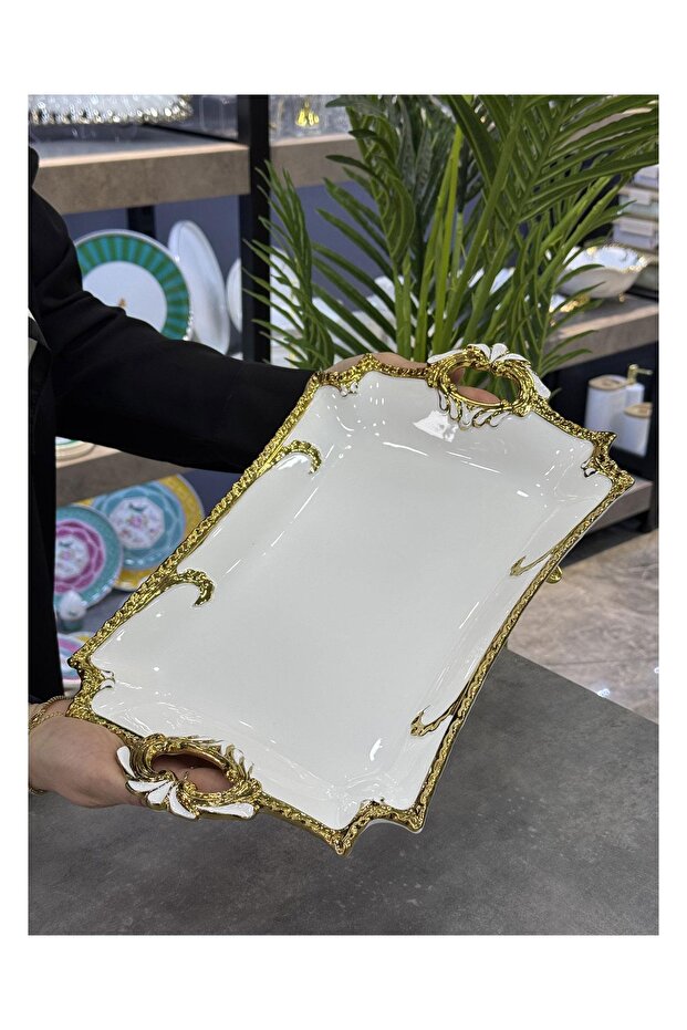 طقم تقديم من البورسلين العميق مستطيل الشكل من إدوينا - 2