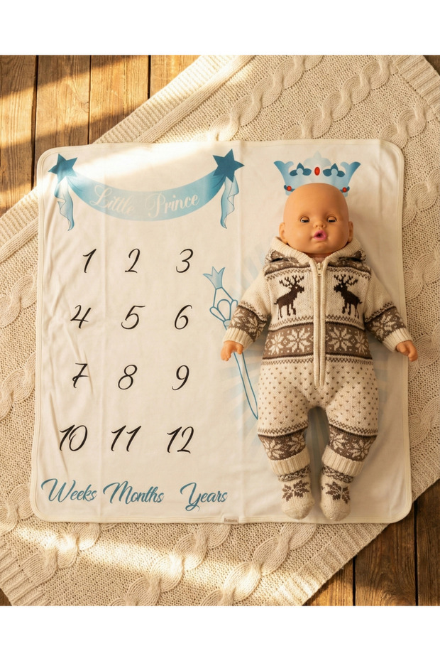 Newborn Monthly Photo Memory Blanket Uni- Little Prince