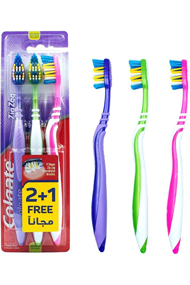Colgate ZigZag Medium 2+1 Manual Adult Toothbrush