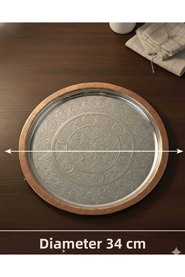 Copper Tray 34 cm Engraved