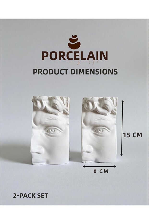 Set of 2 Decorative Antique Face Sculpture Bookends and Figurine David Bust Library Accessory
