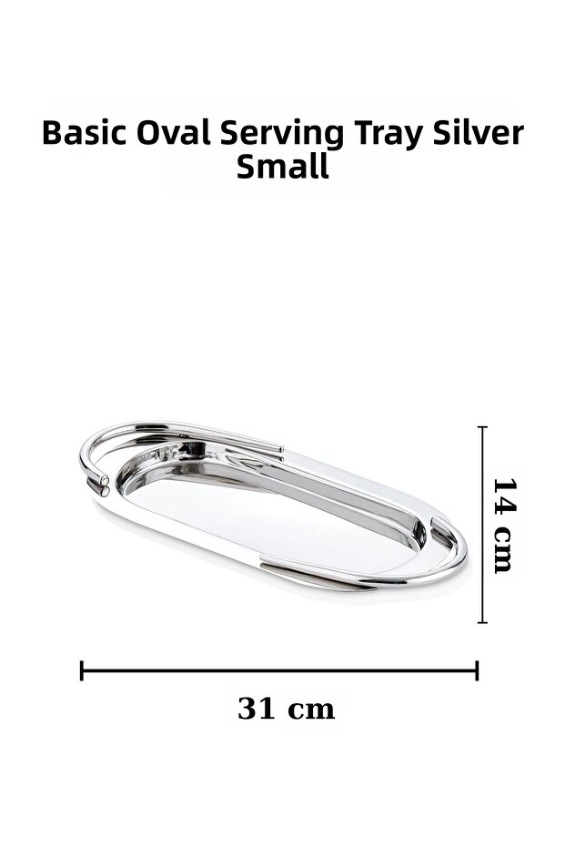 Basic Ellipse Presentation Tray Silver Small (Width: 14 cm X Length: 31 cm) - 2