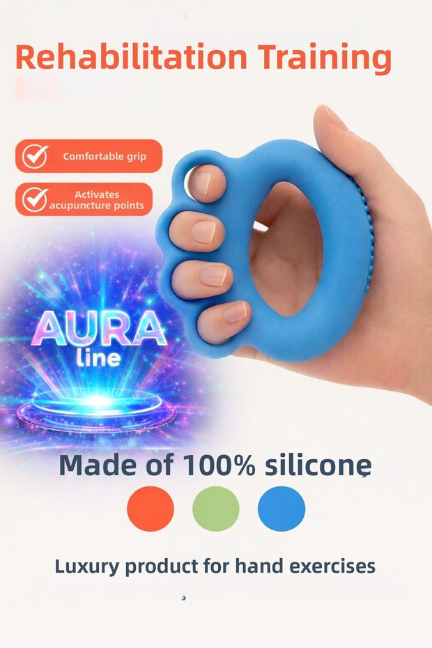 Silicone Hand Wrist Finger Strengthening, Blue Hand Stress Exerciser Luxury Silicone