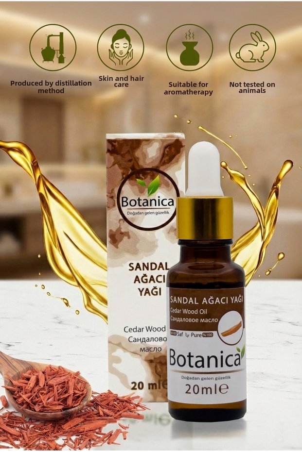 Natural Sandalwood Essential Oil 20 ml - Mystical Woody Fragrance and Relaxing Aromatherapy