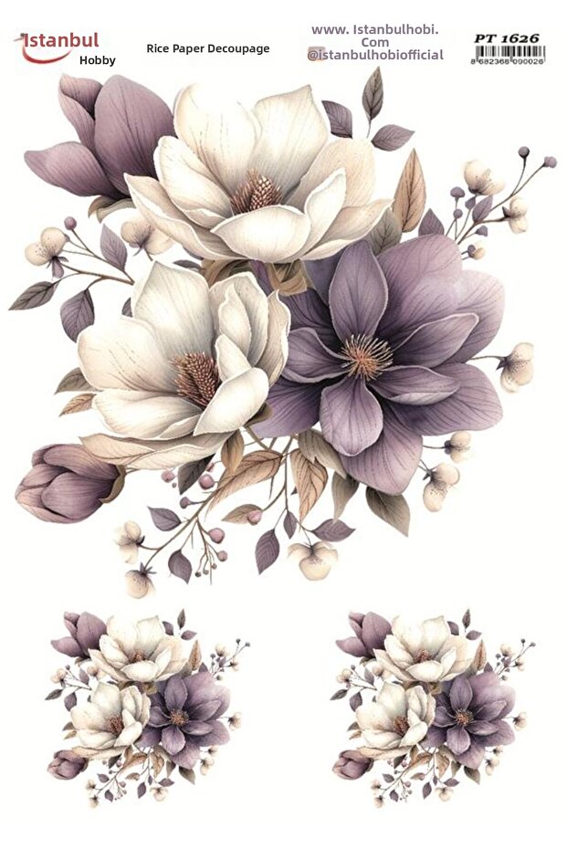 Brass Decopage Paper 30X42Cm Pt-1626 Flowers
