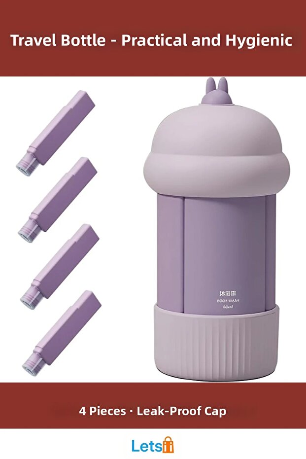 مجموعة زجاجات السفر 4 في 1 عملية وقابلة للضغط - 1