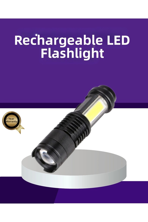 مصباح يدوي صغير LED قابل لإعادة الشحن بقوة 2000 لومن مقاوم للماء