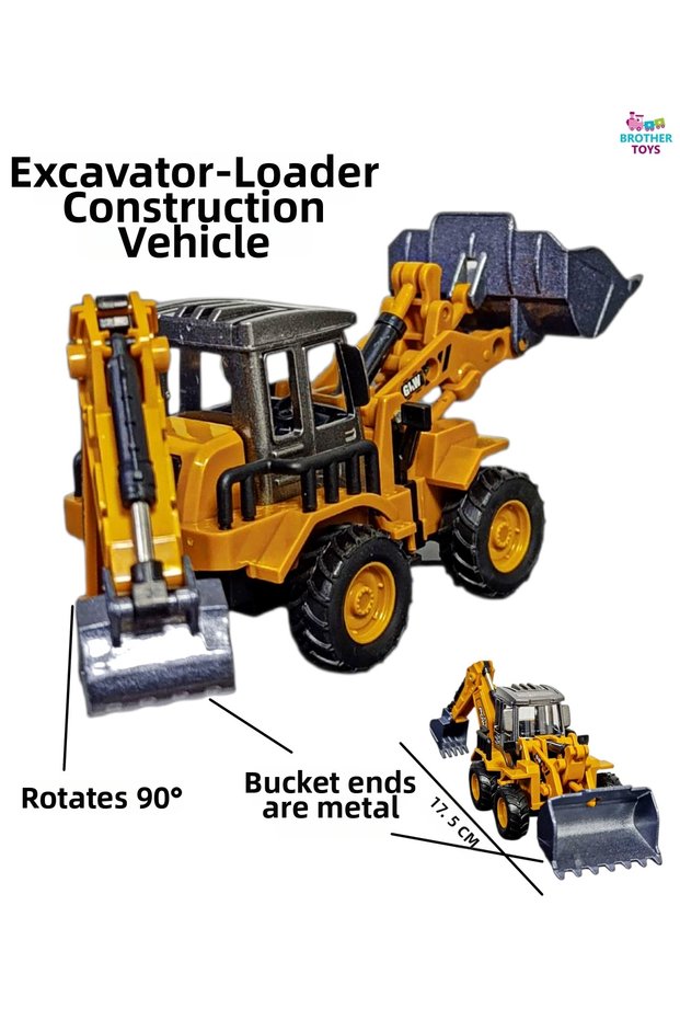 Toy Bulldozer Metal Bucket Double Sided Construction Vehicle 17.5 Cm. Excavator Bulldozer