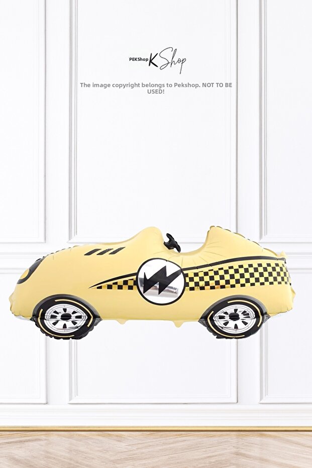 Cream Retro Racing Car Foil Balloon Large 110cm 9405