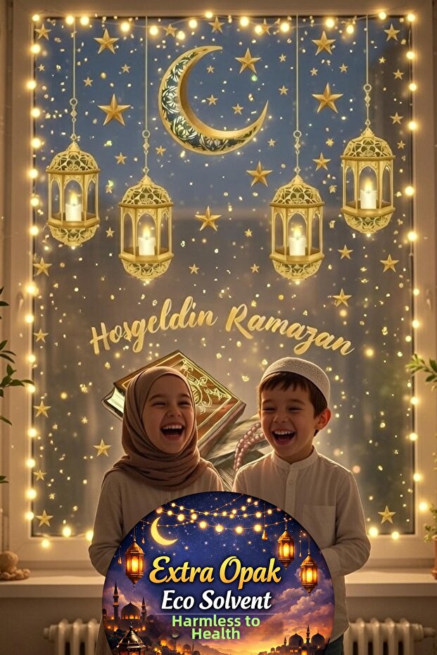 Welcome Ramadan Moon Star Set 60 Pieces Door Glass Wall Sticker Set