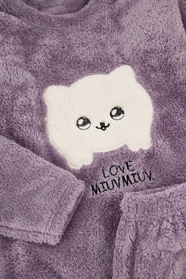 Gri Animal Patchli Wellsoft Örme Pijama Takımı THMAW26PT00231 - 7